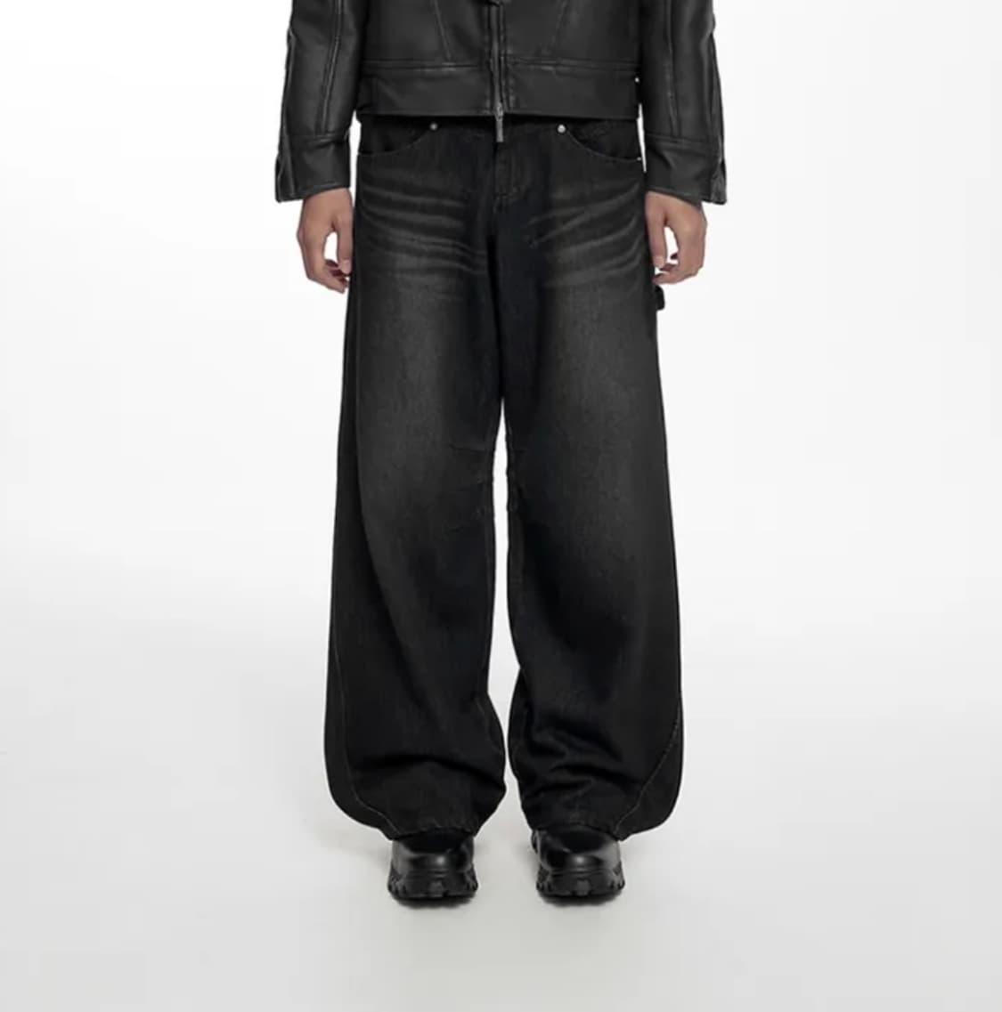 HIGHLIGHT WASHED JEANS (UNISEX) BLACK 상품이미지1