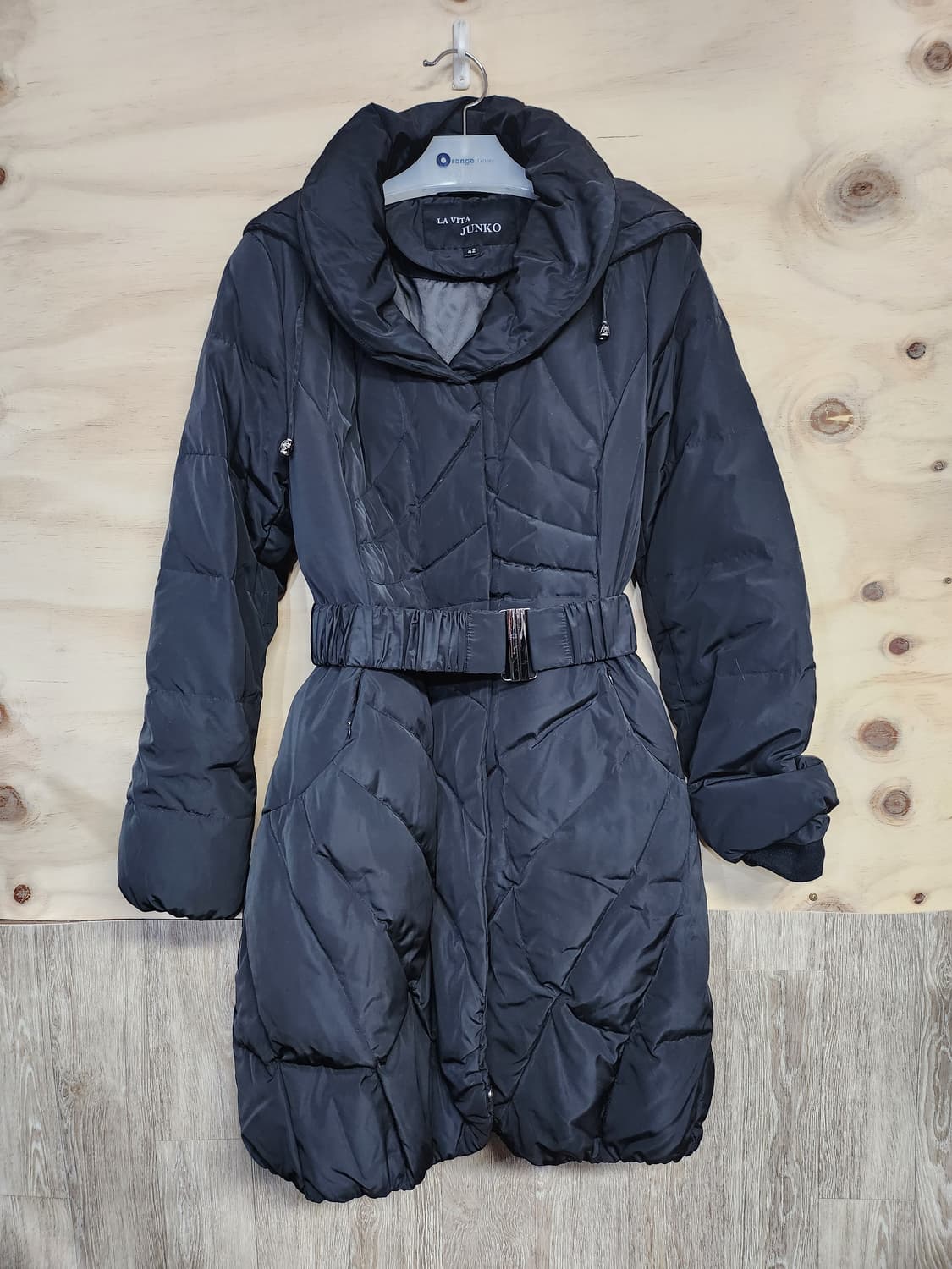 110) LA VITA JUNKO 벨트 후드 패딩 코트 상품이미지1