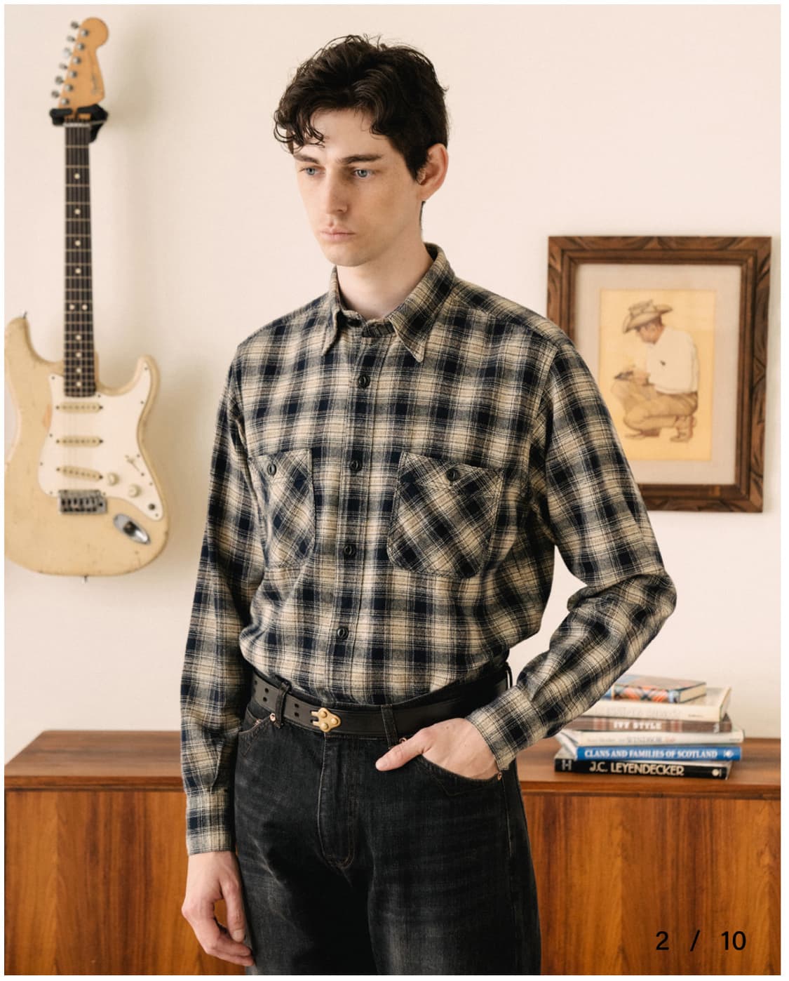 12 COTTON FLANNEL WORK SHIRT (NAVY) 상품이미지4