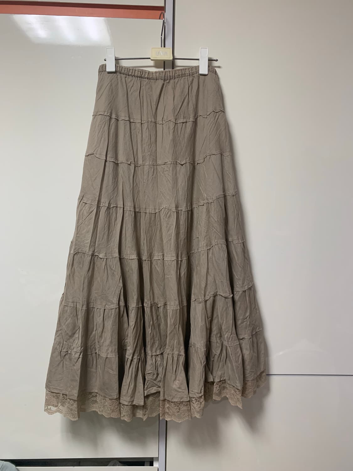 모리걸하구미 일본빈티지 레이스 배색 캉캉 롱스커트 상품이미지4