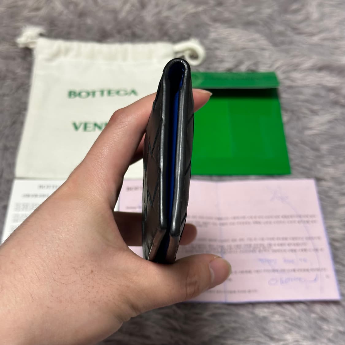 [풀구성] 보테가베네타 인트레치아토 투톤 오거나이저 카드지갑 블랙 블루 상품이미지5