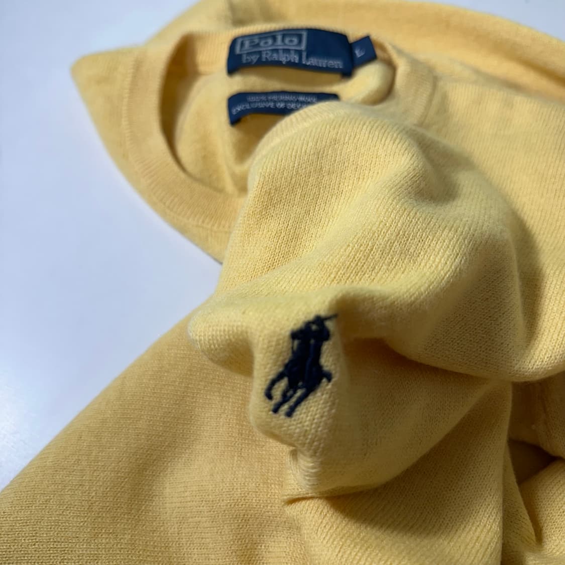 L 폴로 랄프로렌 옐로우 메리노울100% 크루넥니트 상품이미지2