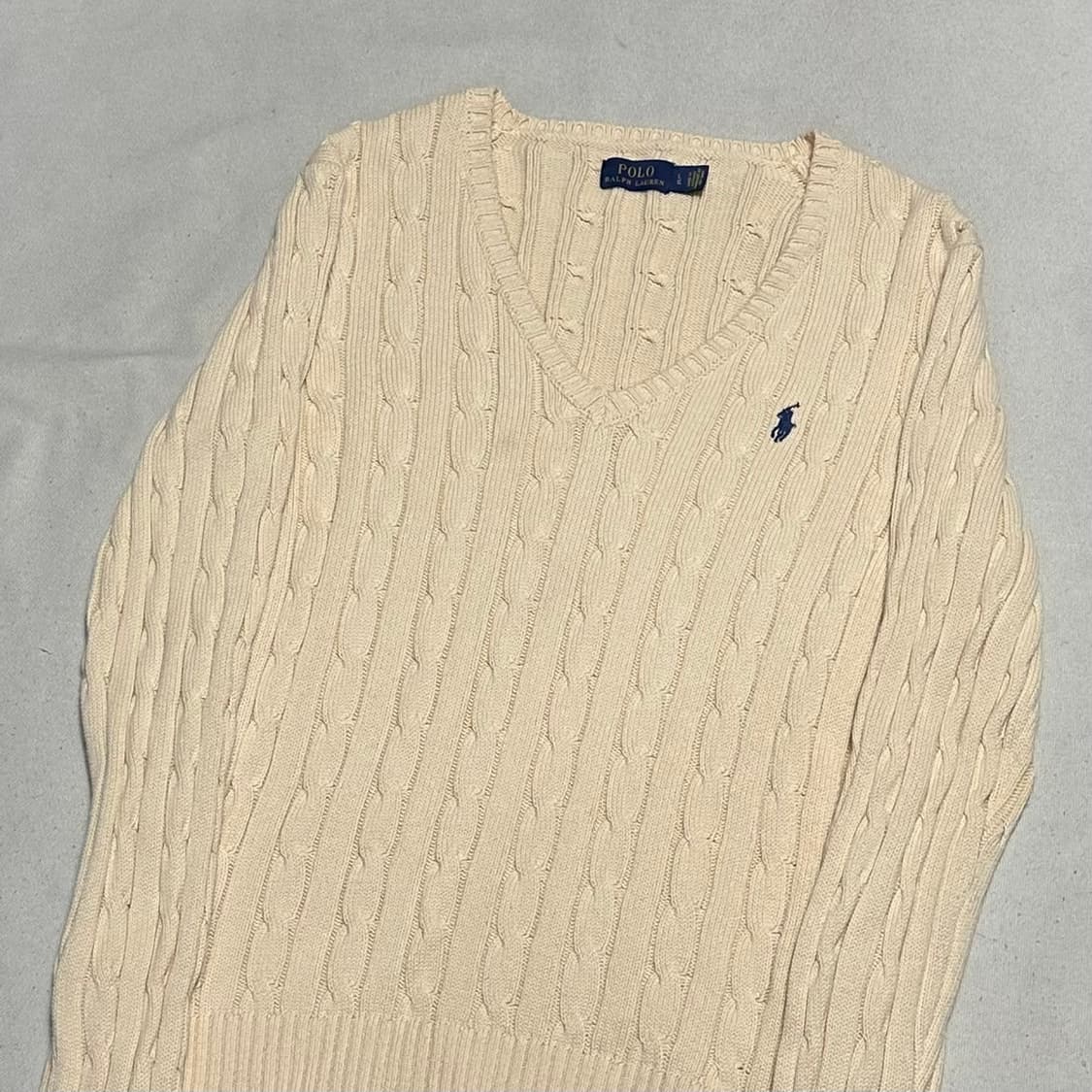 L 폴로랄프로렌 블루 포니 브이넥 케이블 니트 상품이미지1