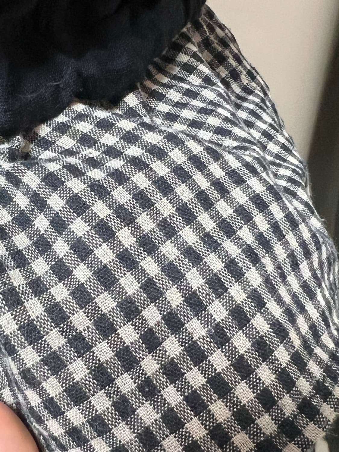 브라운 체크 레이어드 린넨 티셔츠 상품이미지3