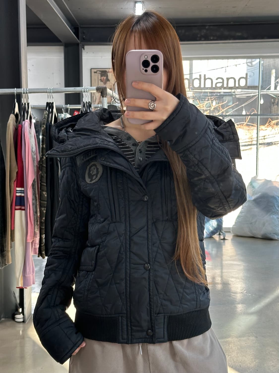 히스테릭글래머 프리마로프트 하이넥후드 퀼팅 포켓점퍼 상품이미지1