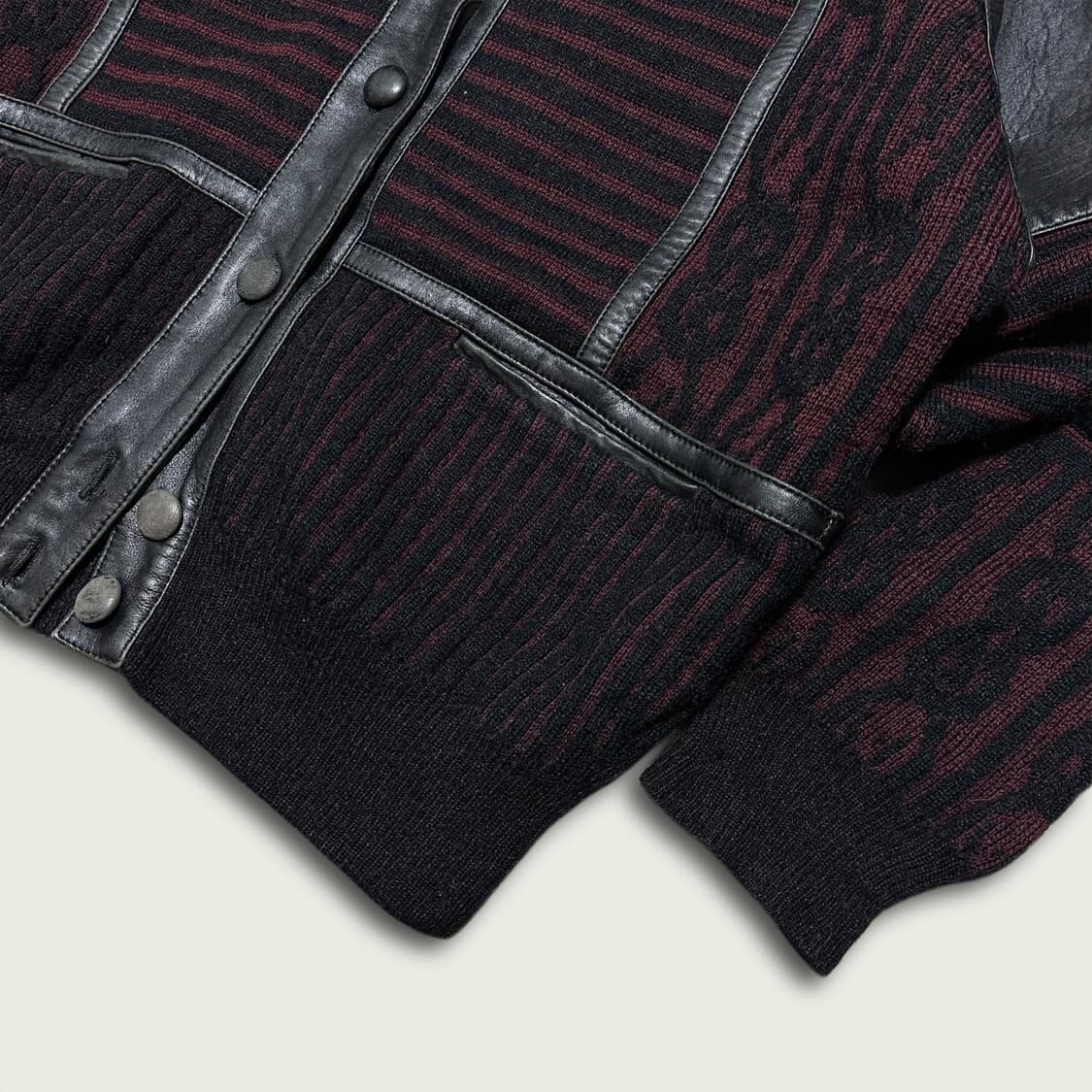 90s Torras 레더 니트 자켓 상품이미지5