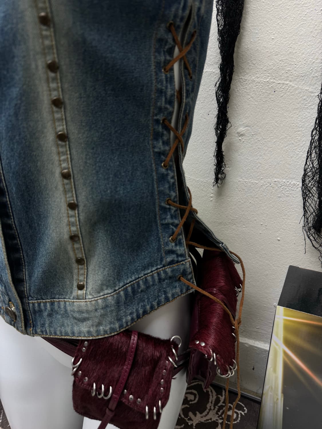 90s Swarm swede stud lace up western ves 상품이미지5