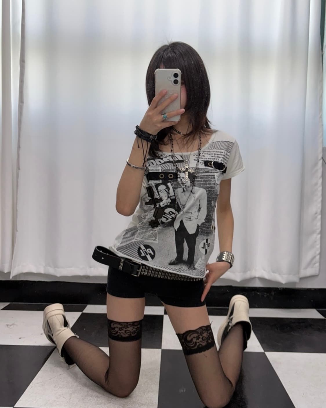 🎸화이트 펑크 프린팅 티셔츠🎸 상품이미지4