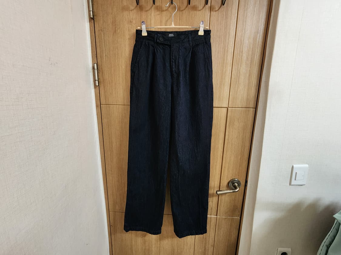 (26)무신사 원 턱 와이드 데님 슬랙스 팬츠 딥인디고 상품이미지2