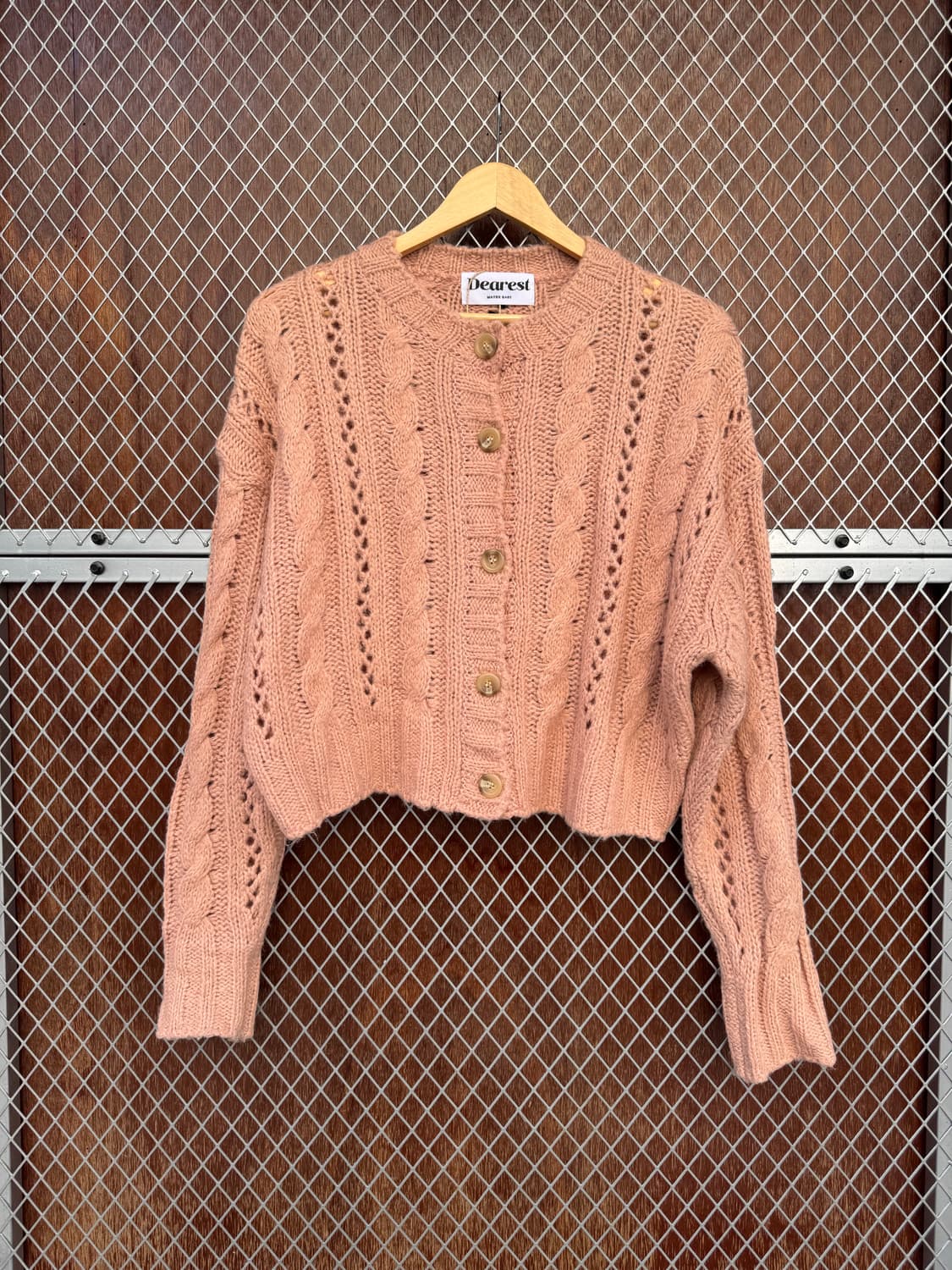 메이비베이비 디어리스트 빈티지 케이블 크롭 핑크 니트 가디건 F 상품이미지7