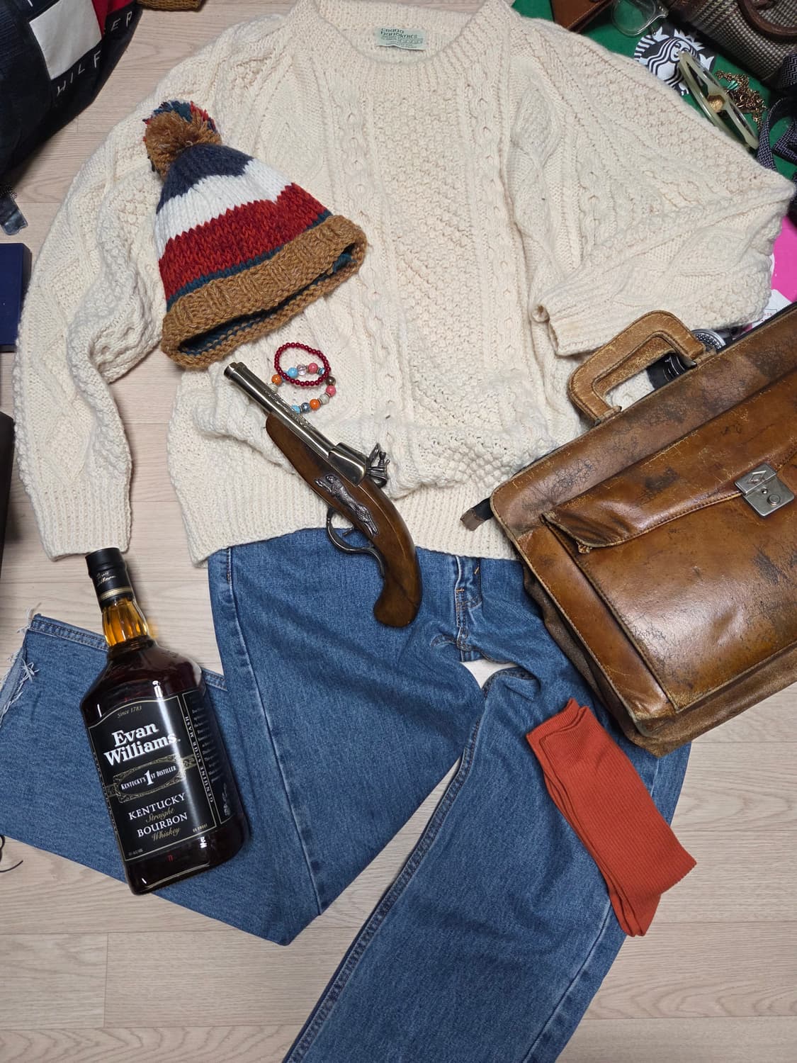 도네갈 아일랜드 크라나 핸드니트 크림 화이트 케이블 니트 스웨터  상품이미지3