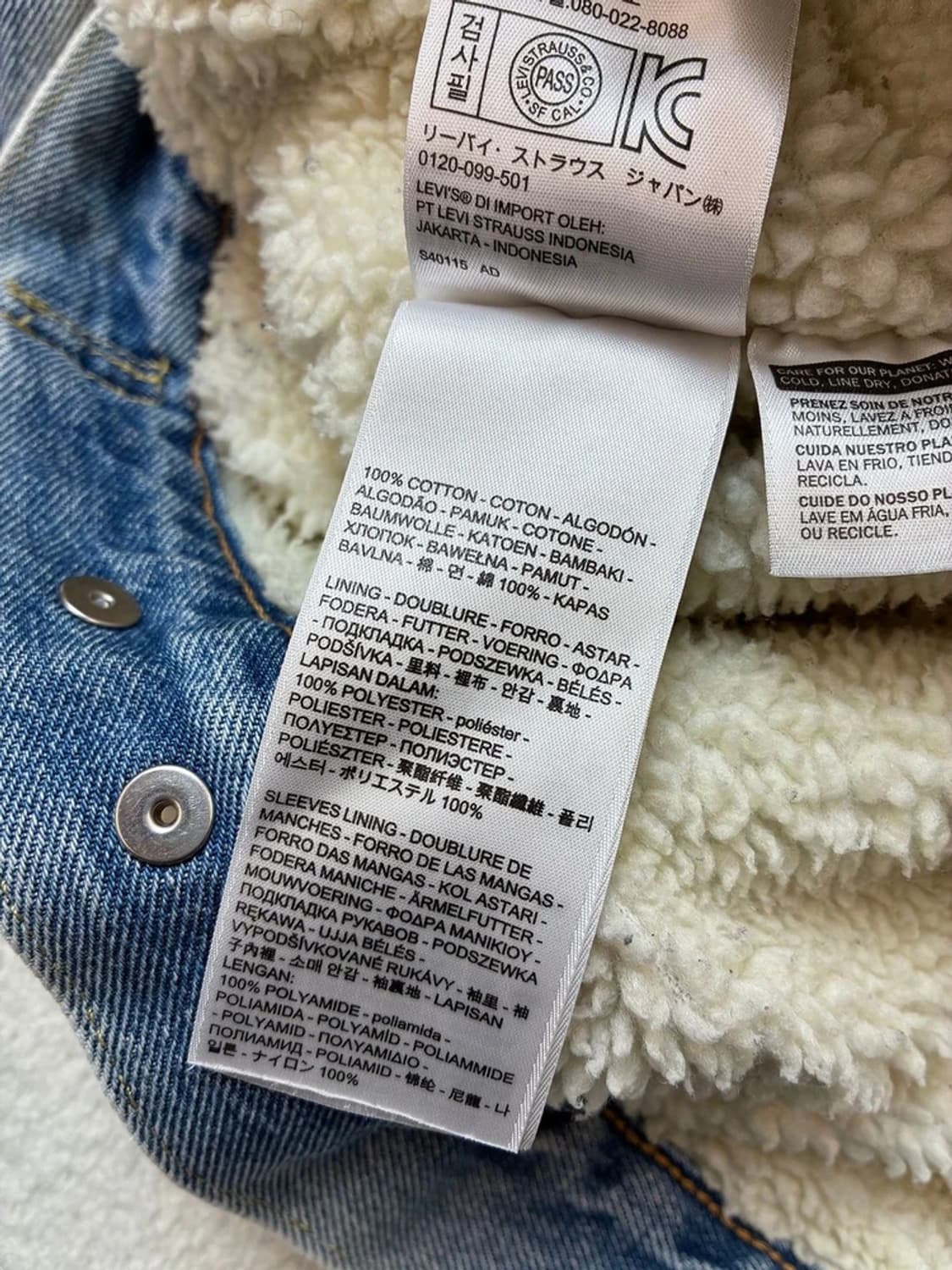 리바이스 00's 양털 아이스 워시드 데님 트러커 자켓 PN6112    상품이미지9