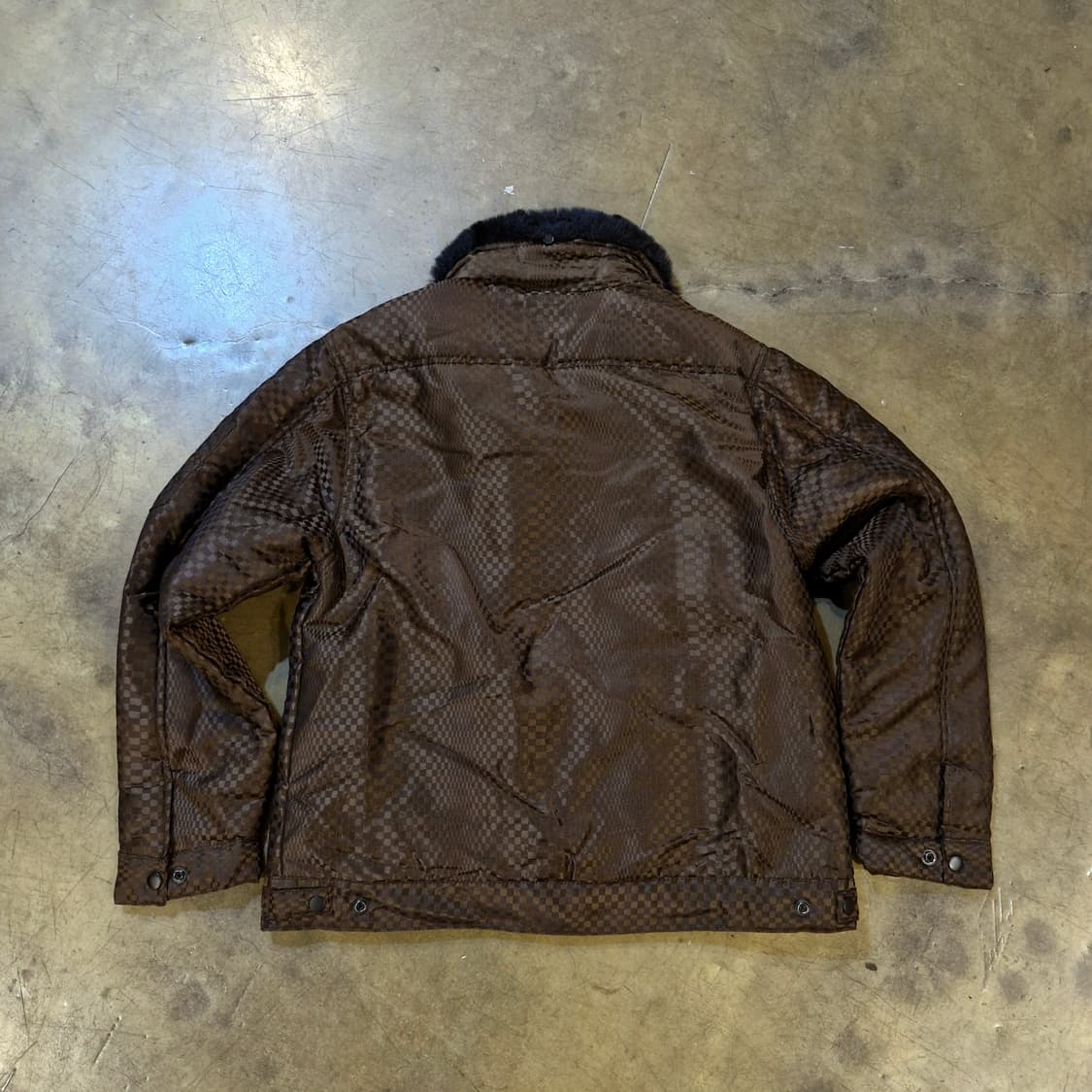 JPN 빈티지 브라운 체크 퍼 패딩 자켓 S~M 상품이미지5