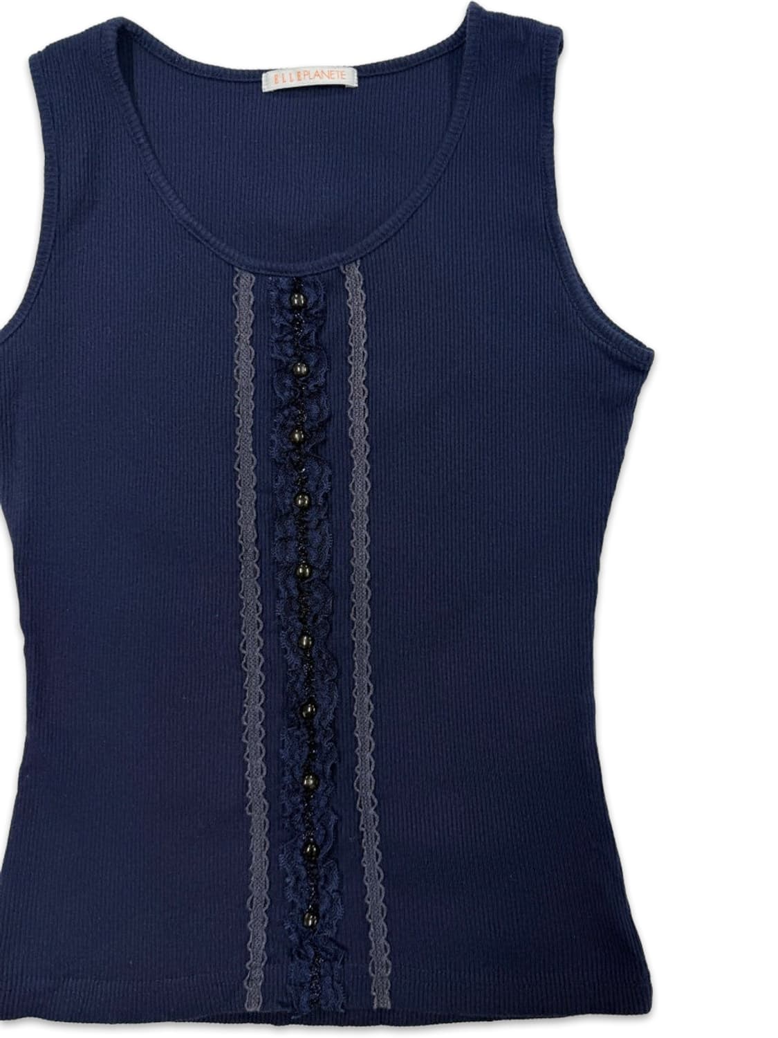 빈티지 네이비 모리 레이스 프릴 슬리브리스 상품이미지2