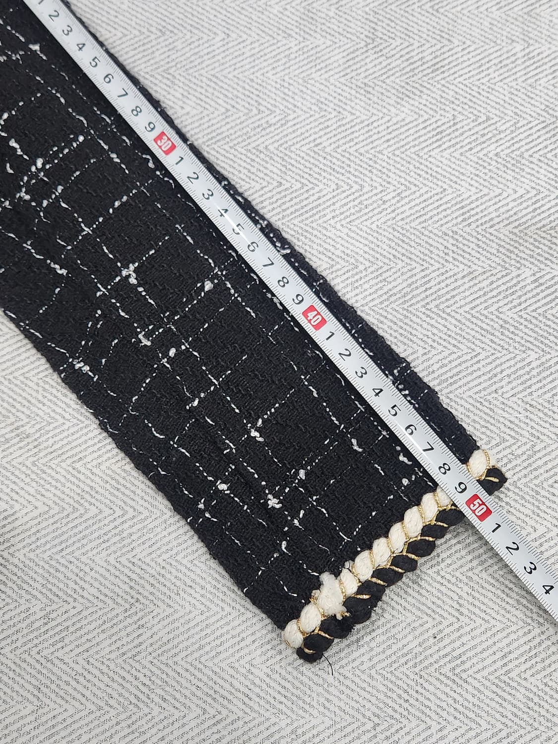 INVEST 트위드 진주 카라 플레어 원피스 F 블랙 상품이미지8