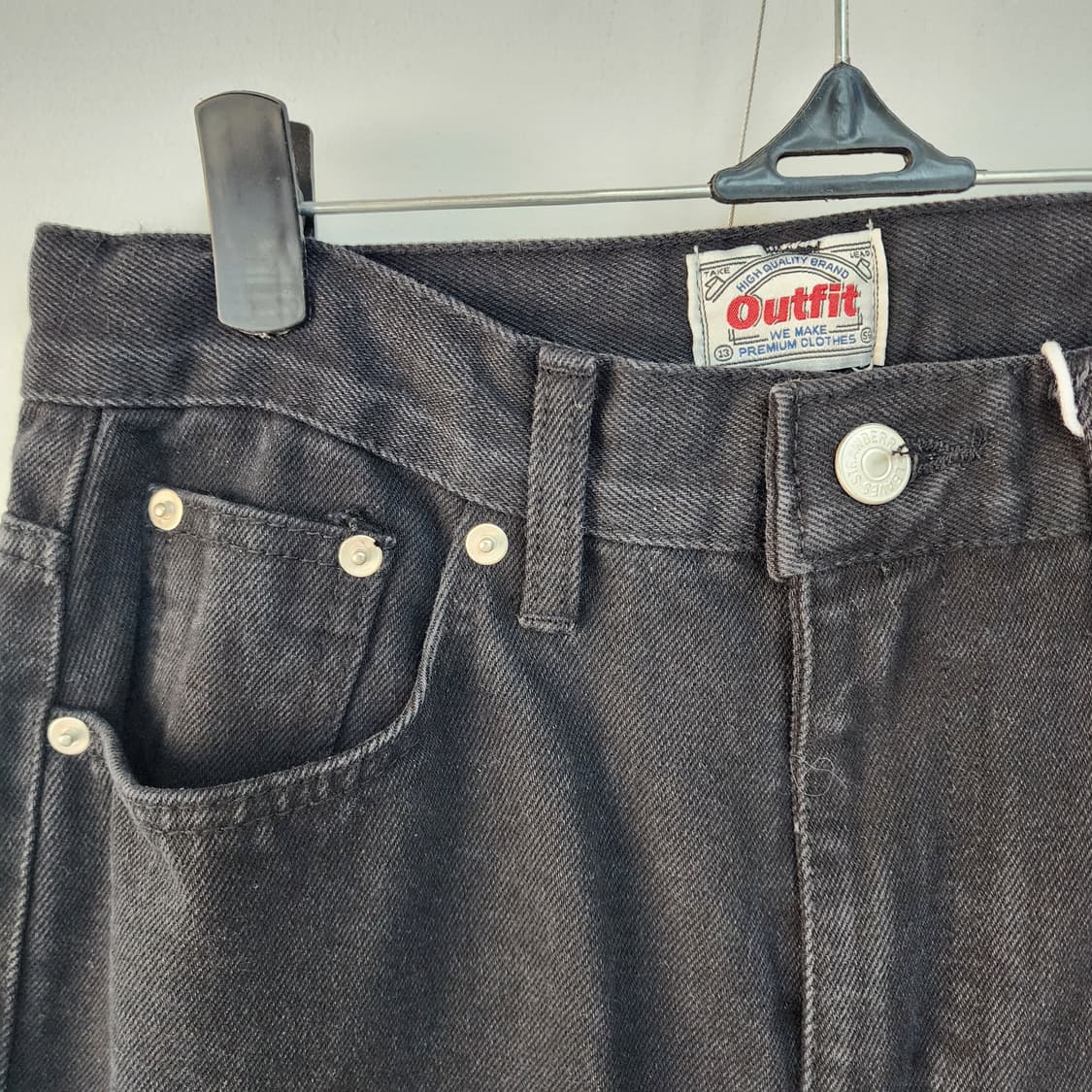 Outfit 블랙 데님 와이드 팬츠 상품이미지2