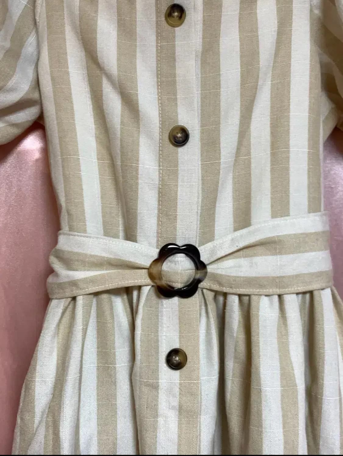 스트라이프 퍼프 반팔 원피스 빈티지 애니여주 상품이미지4