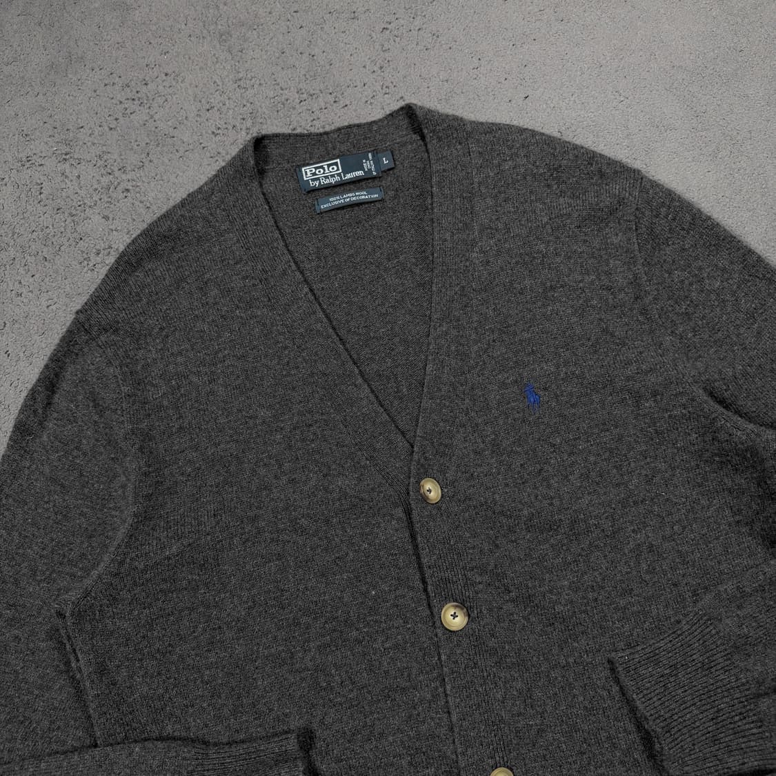 폴로 램스울 그레이 니트 가디건 상품이미지1
