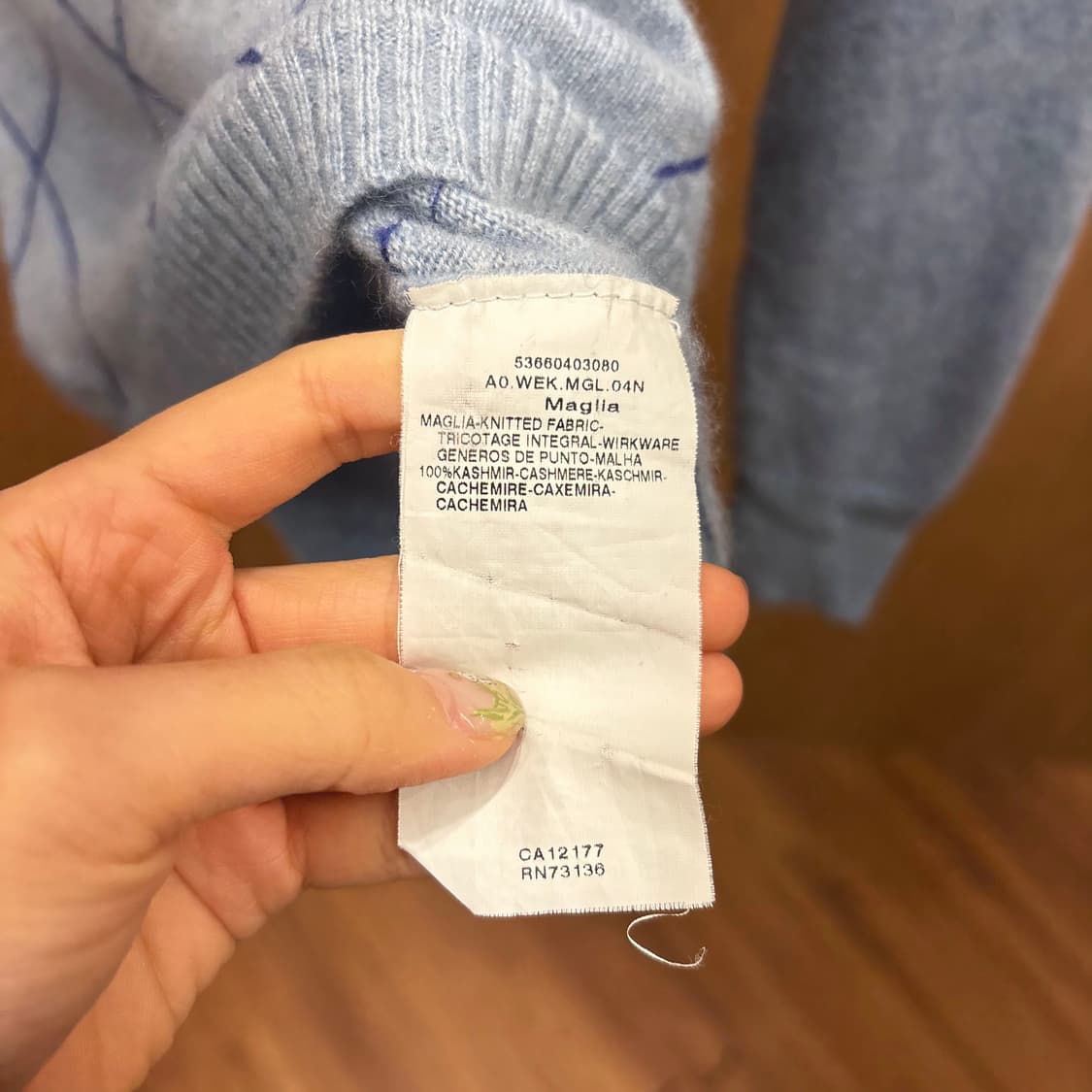 막스마라 위켄드 터틀넥 캐시미어 긴팔 니트 아가일 패턴 디테일 블루 상품이미지7