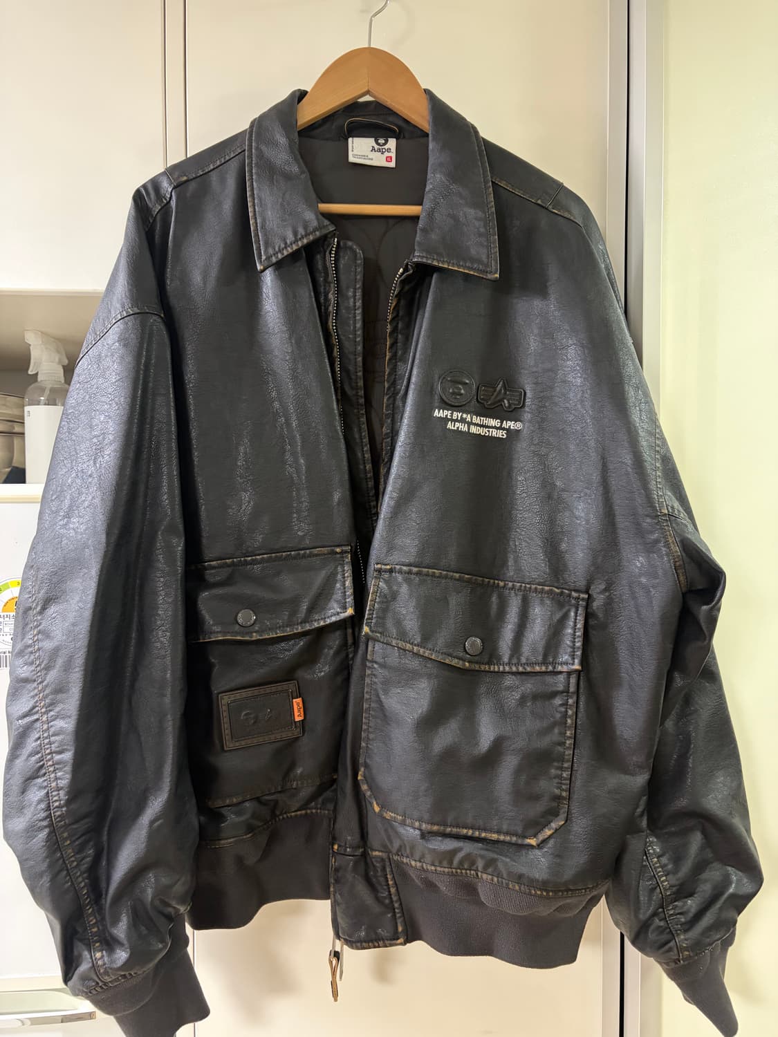 알파인더스트 x 에이프 퀼티드 레더 자켓 XL 상품이미지2