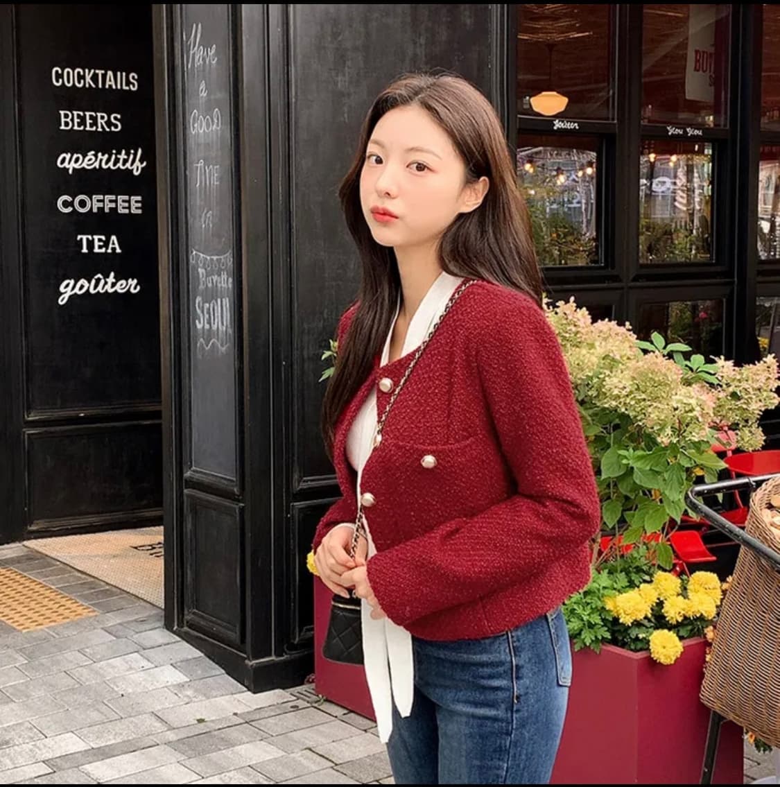 아뜨랑스 트위드 자켓 레드 (새상품)에이블리 상품이미지3