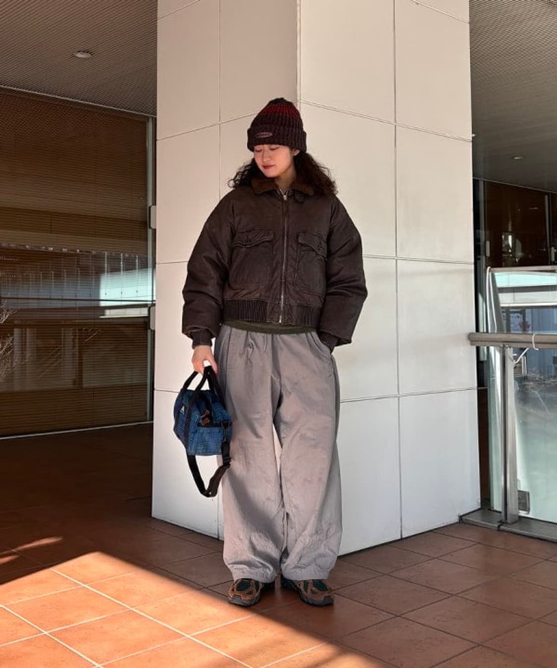 [M] 빔즈 와이드 숏핏 G-1 양가죽 다운 자켓 상품이미지5