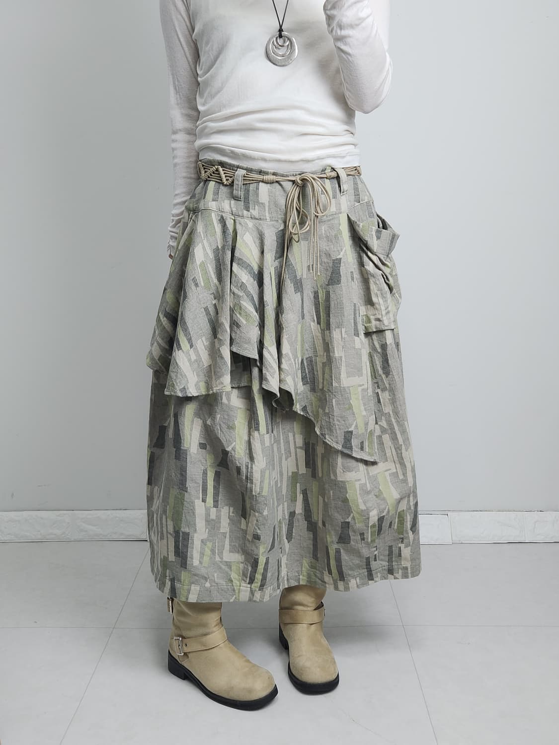 프릴 패턴 롱스커트 상품이미지2