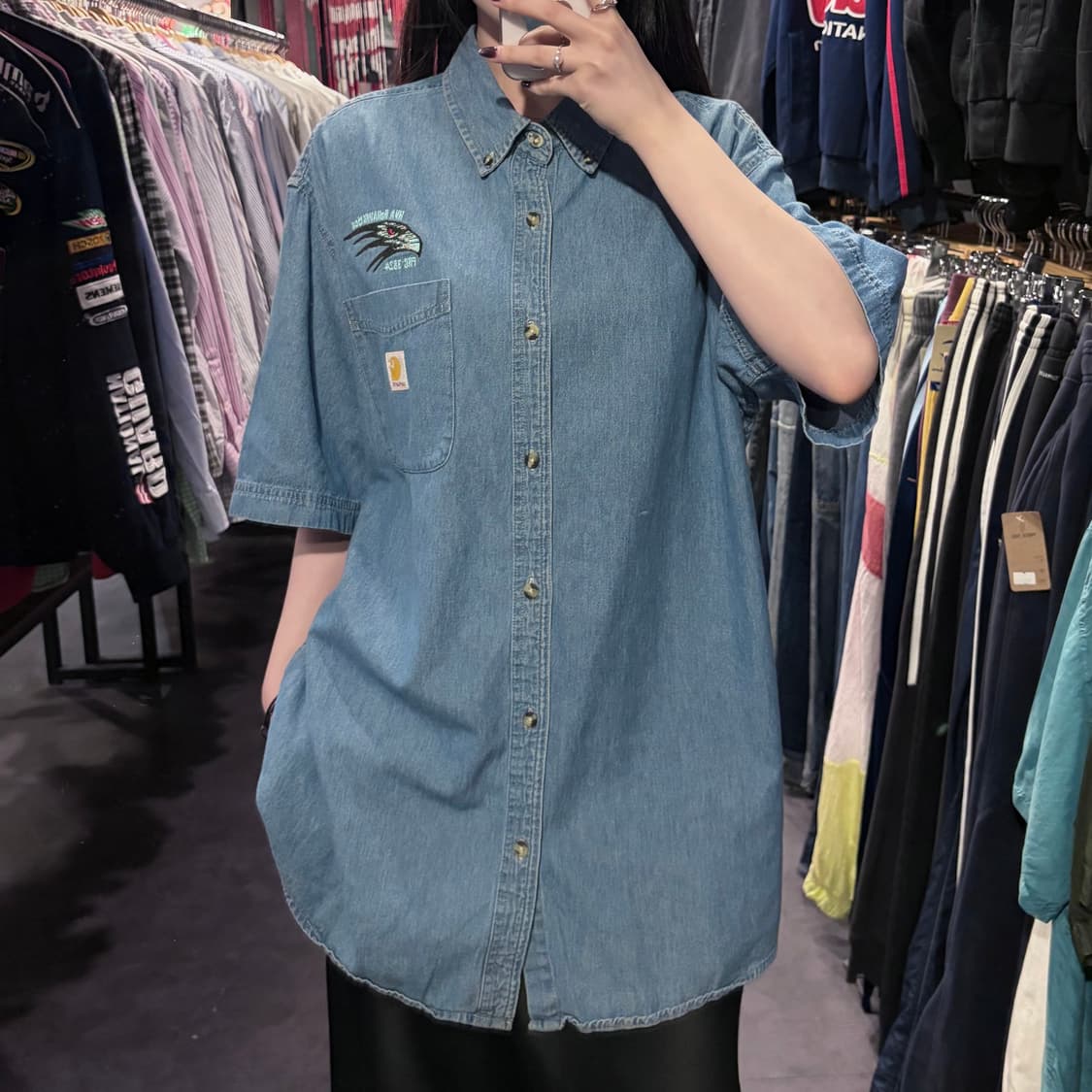  [IM] Carhartt 칼하트 데님 반팔 셔츠 중청 상품이미지1