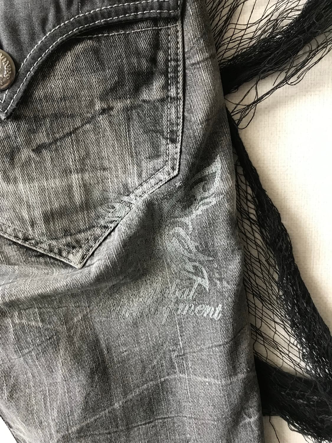 00s punk web detailed half jeans  상품이미지5