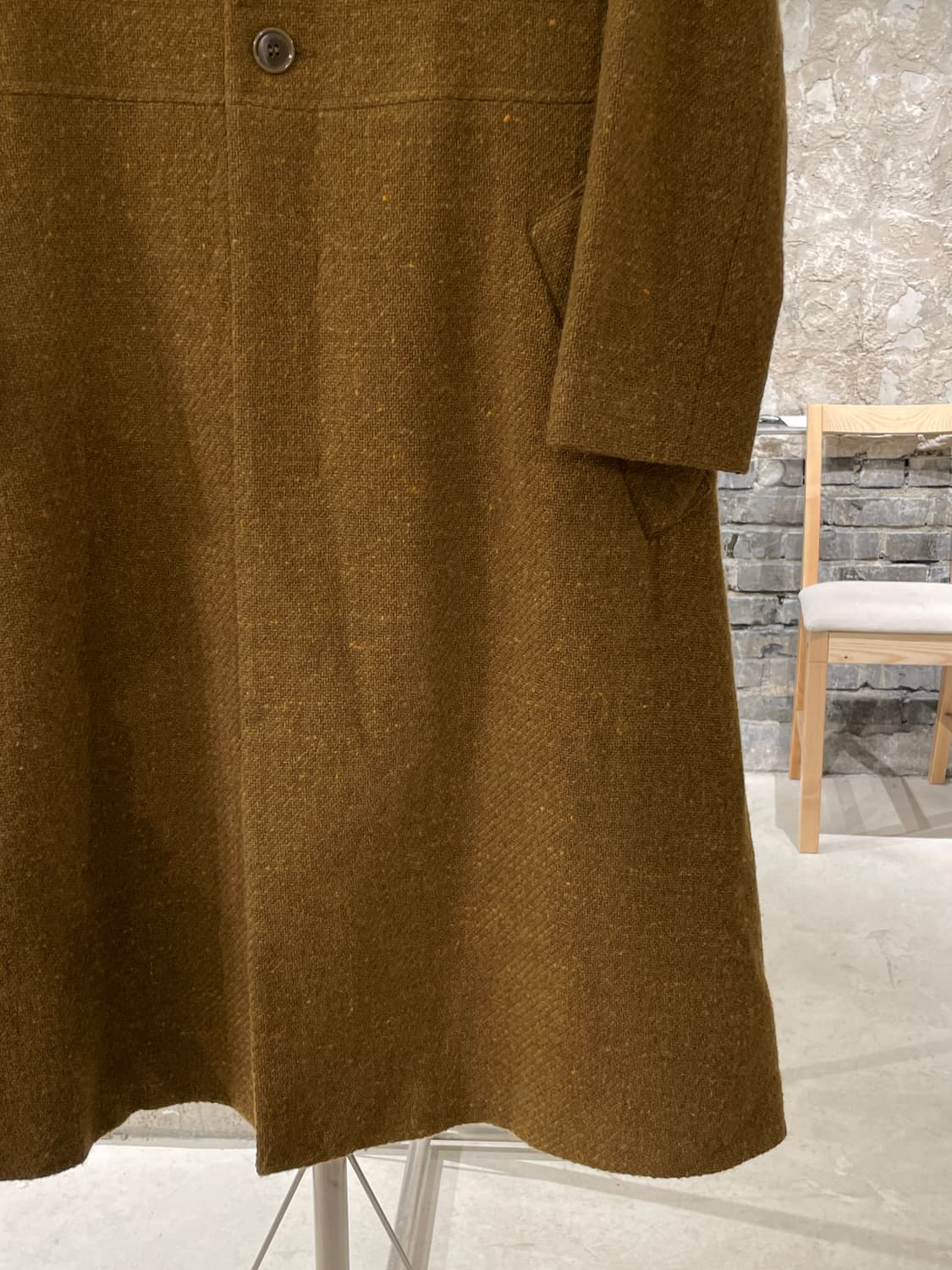 주카 골드 브라운 히든버튼 트위드 울 코트 상품이미지5