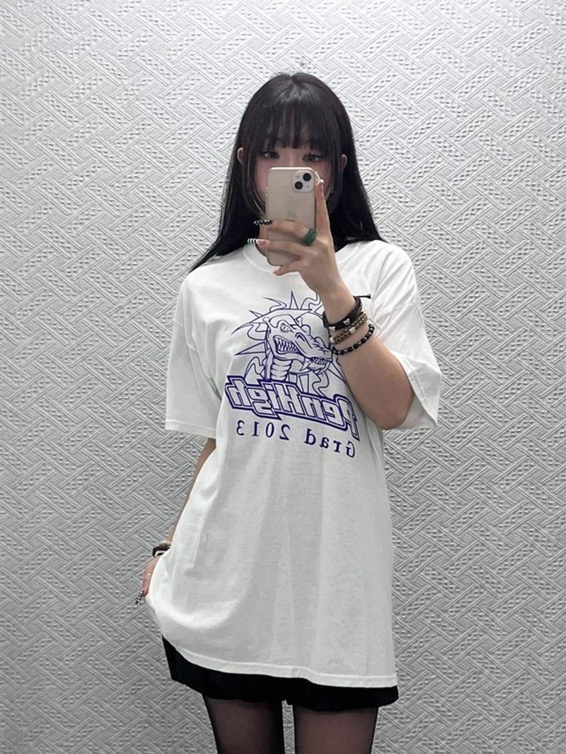 길단 빈티지 스트릿 펑크 키치 락 프린팅 반팔티 L C10637 상품이미지2