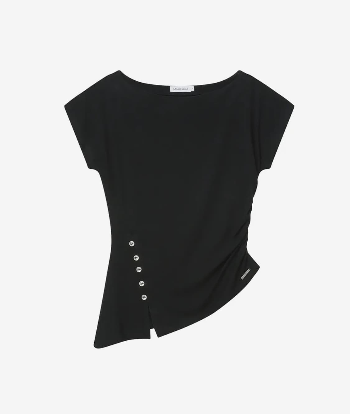 미세키서울 Side shirring slit top 사이드셔링 반팔블랙 상품이미지1