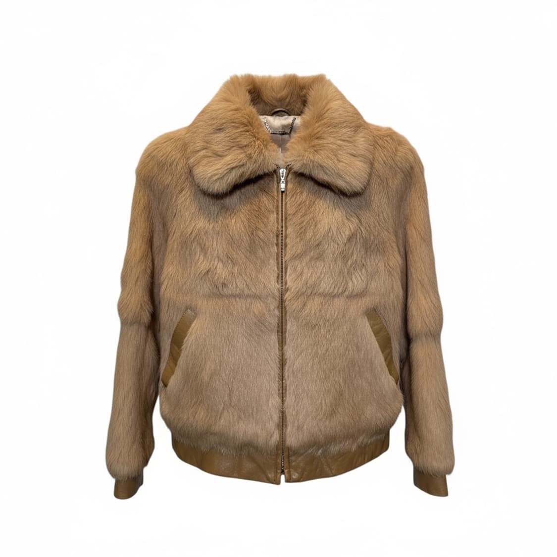 쎄뚜 퍼 봄버자켓 가죽시보리 디테일 브라운 상품이미지1