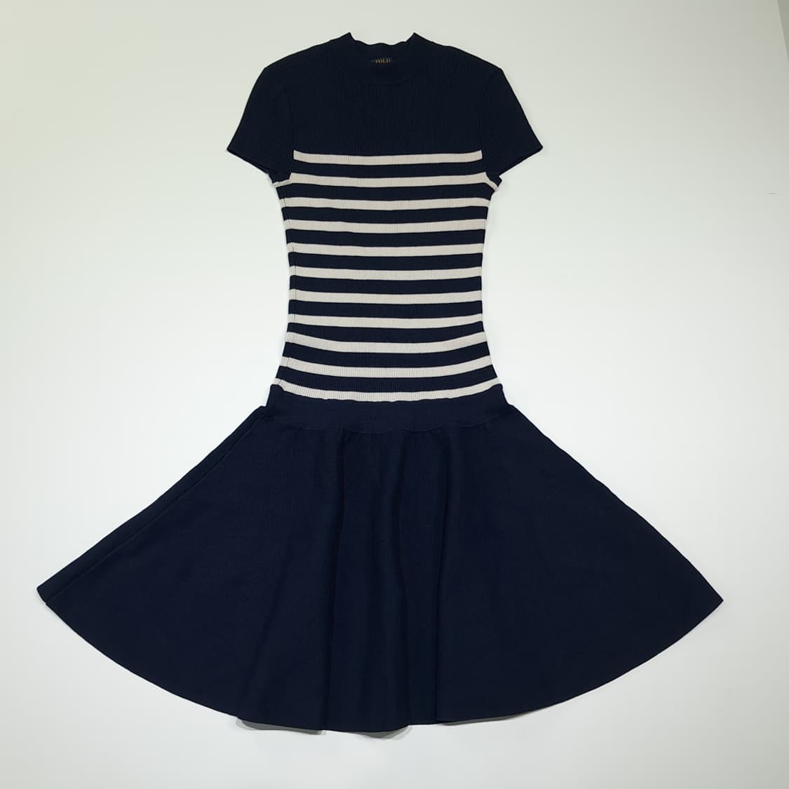 CL993 S 폴로 리브니트 스트라이프 네이비 원피스 상품이미지1