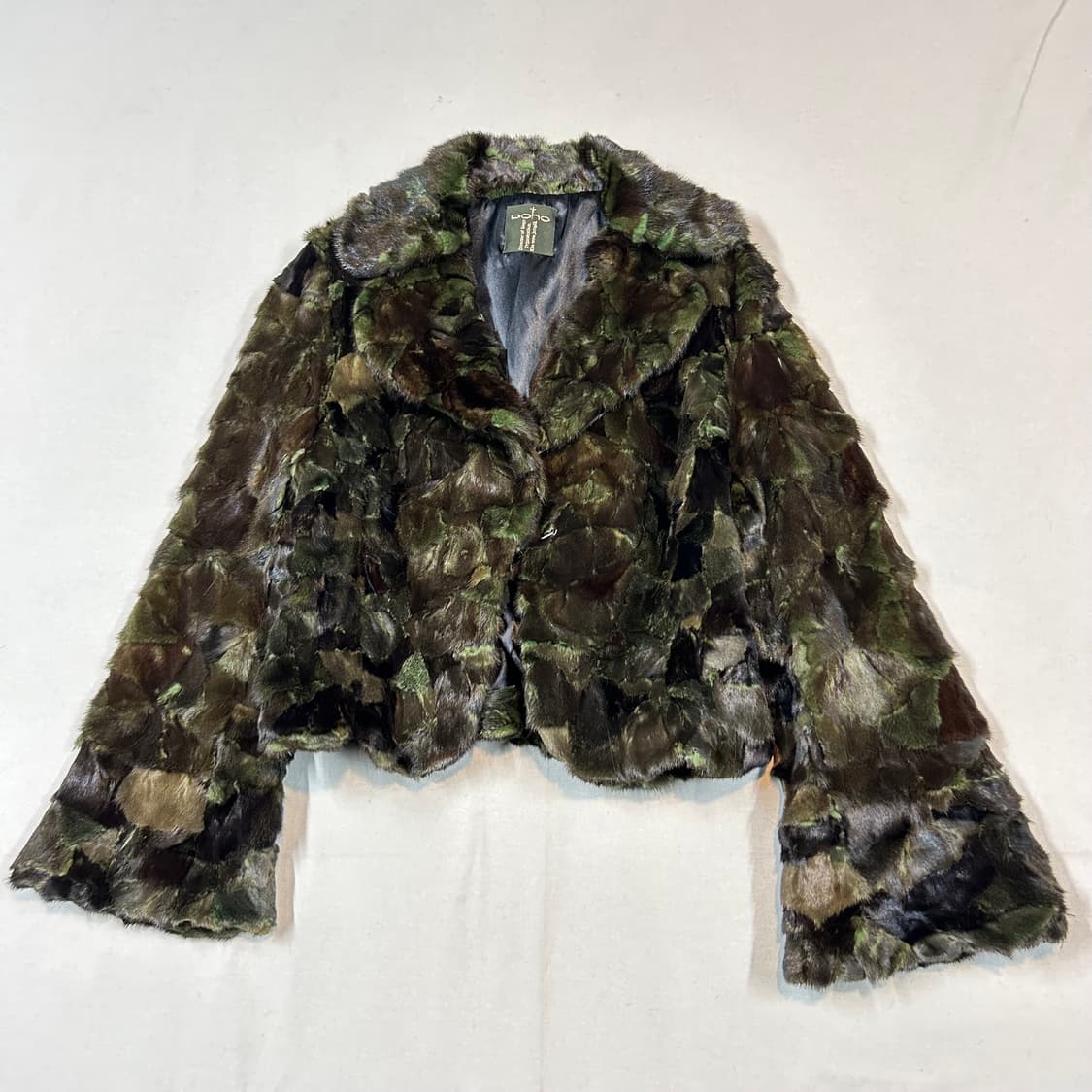 DOHO 빈티지 퍼 모피 자켓 믹스 그린 상품이미지1