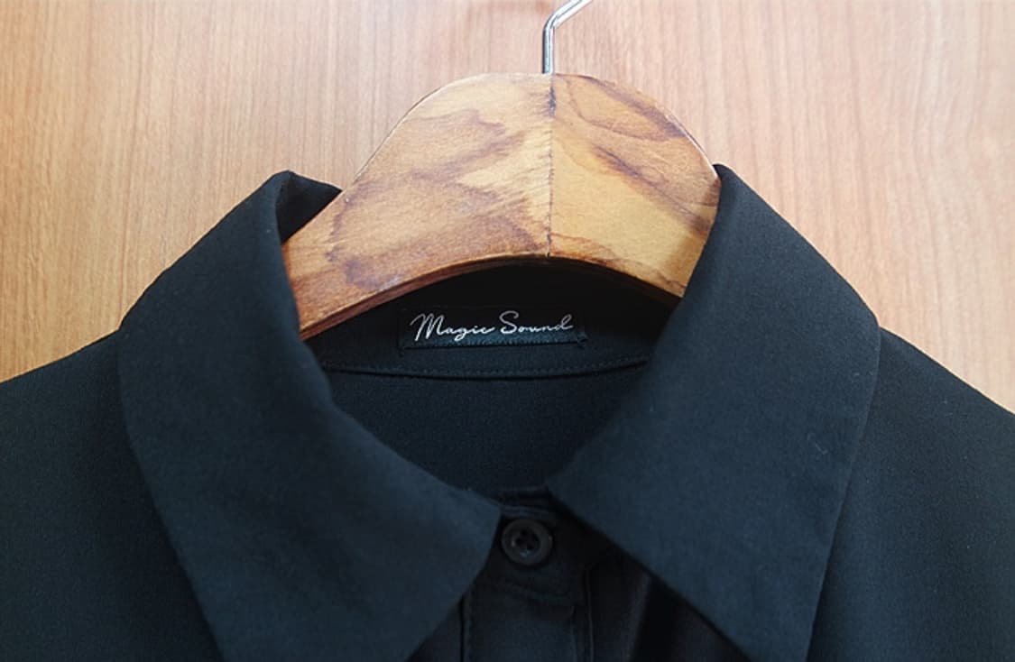 어깨 셔링 블랙 셔츠 미니 원피스 상품이미지3