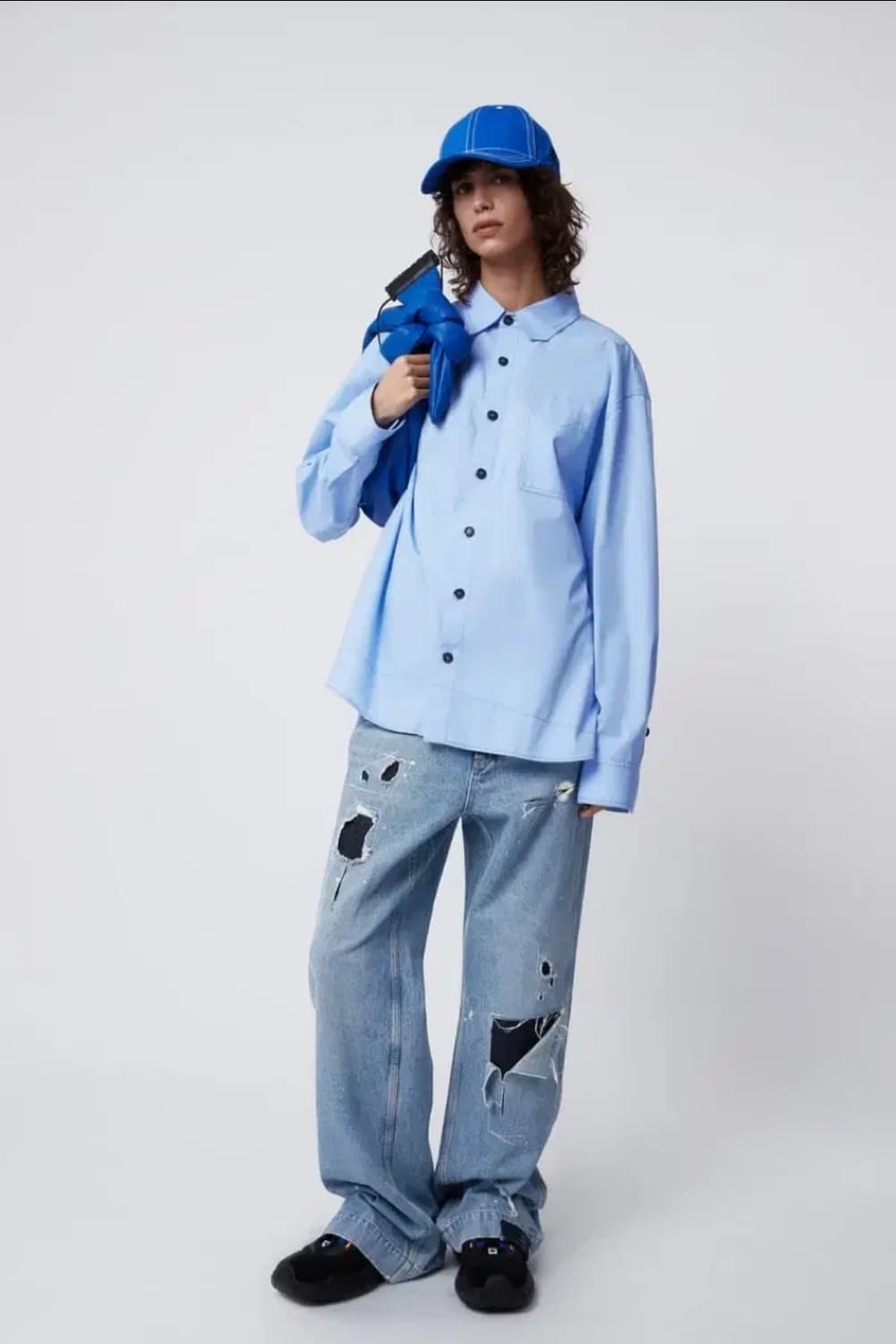 아더에러 자라 블루 오버 사이즈 셔츠 M 상품이미지1