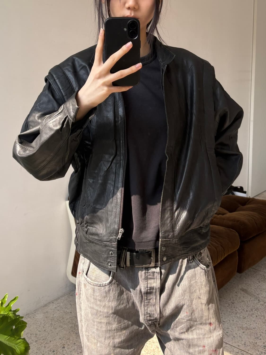 리얼 레더 블루종 자켓 상품이미지1