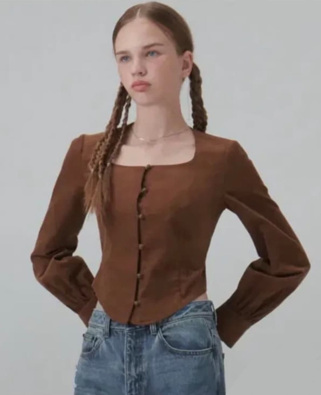 시티브리즈 코듀로이 스퀘어넥 셔츠 상품이미지1