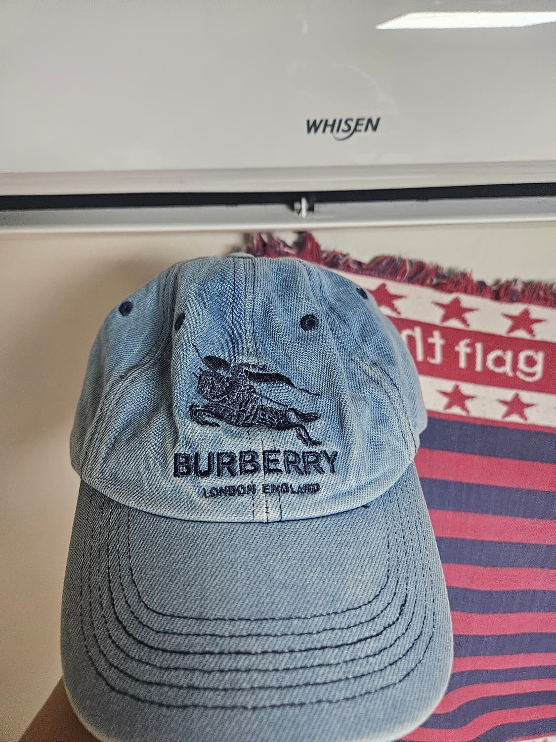 슈프림 x 버버리 데님 6-패널 캡 워시드 블루 - 22SS 상품이미지3