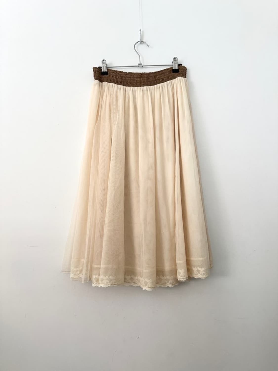Flower detail banding sha skirt / ivory 상품이미지6