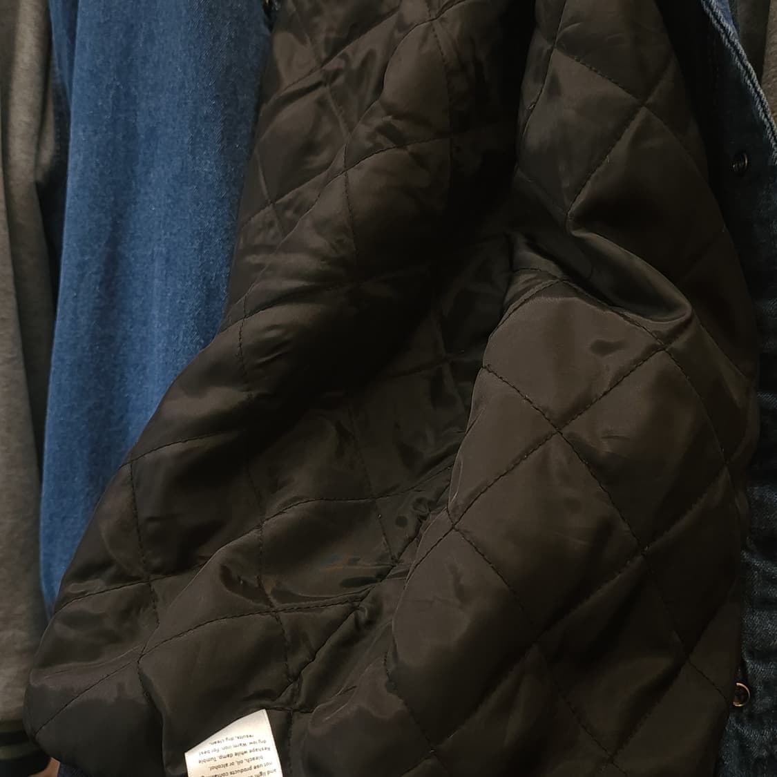 90s 빈티지 데님 바시티 자켓 블루종 봄버 자켓 팔 져지 xl 상품이미지9