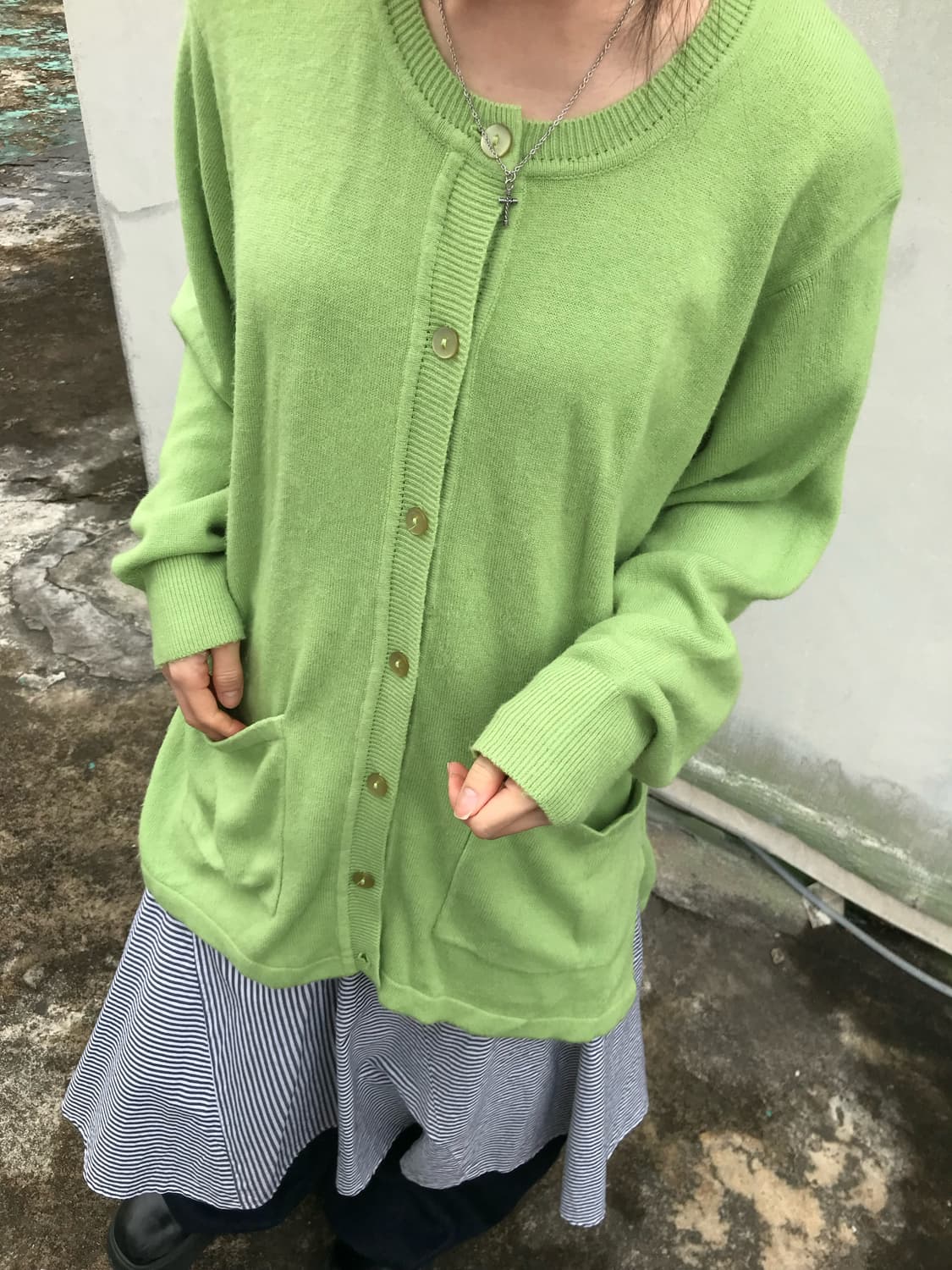 Mimose 라이트 그린 니트 가디건 상품이미지2