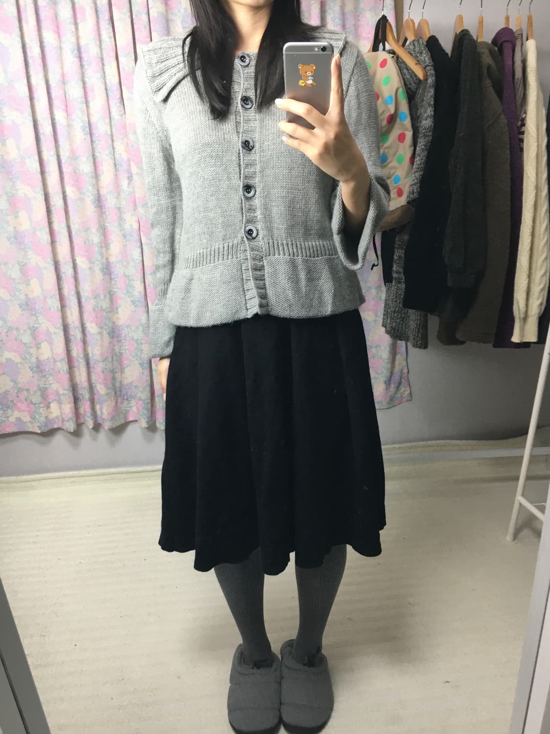 그레이 카라 니트 가디건 상품이미지4