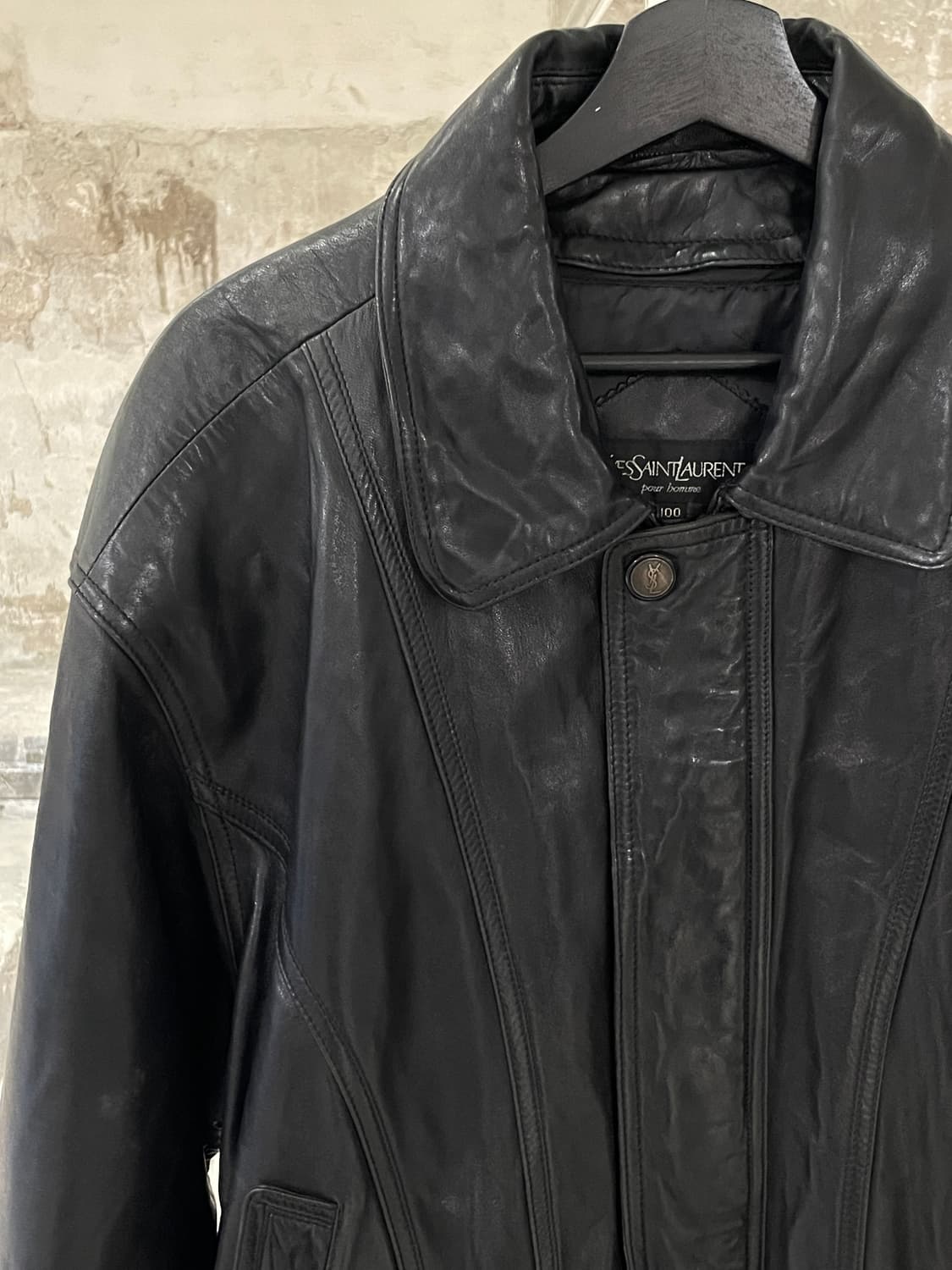 이브 생로랑 뿌르 옴므 블랙 클래식 쉽 레더 자켓 상품이미지2