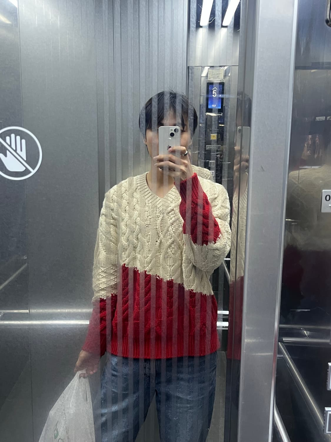 [xs] 로에베 믹스드 니트 레드 아이보리 조나단 앤더슨 상품이미지2