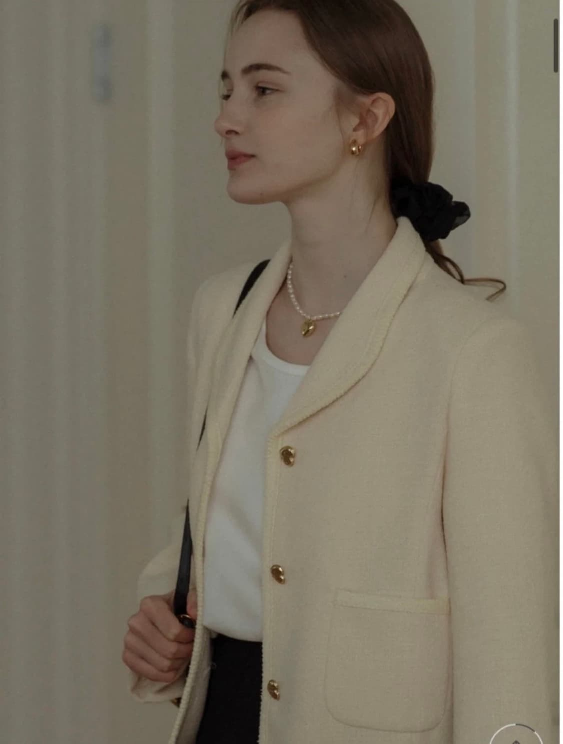 틸아이다이 하트 포인트 트위드 자켓 베이지 상품이미지2