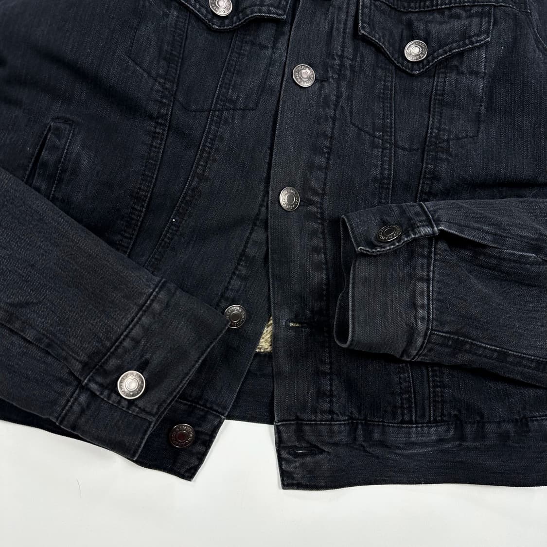 VTG 빈티지 흑청 데님 트러커자켓 S 상품이미지3