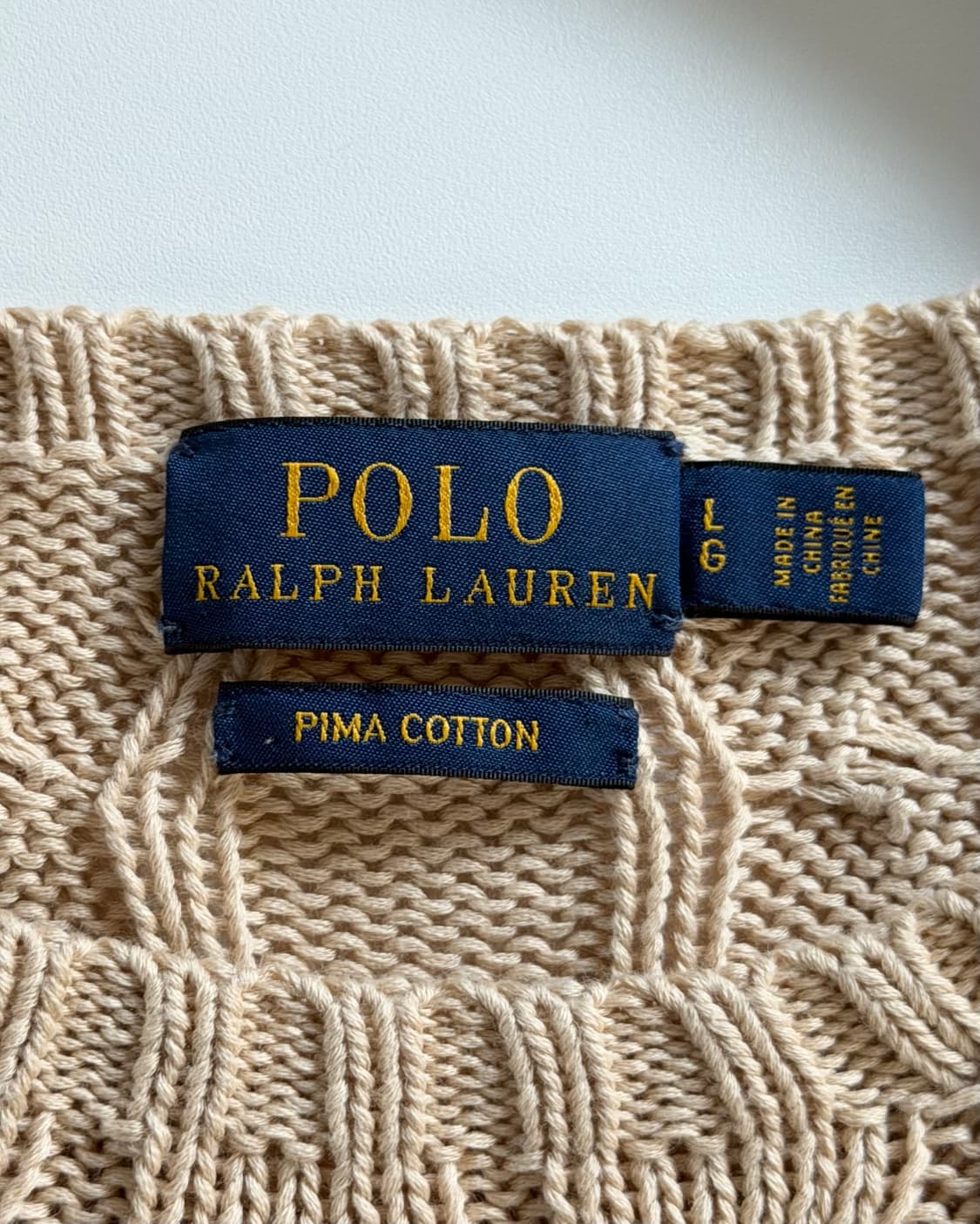 Polo 폴로 랄프로렌 신형 피마코튼 라이트베이지 케이블 니트 상품이미지5