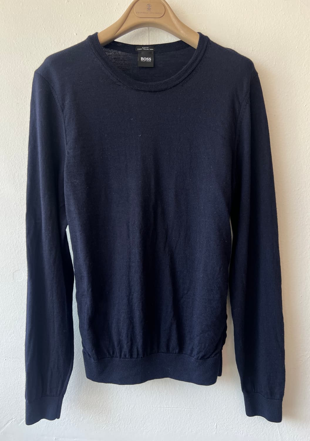 휴고보스 남성 네이비 라나버진울 라운드니트 상품이미지1